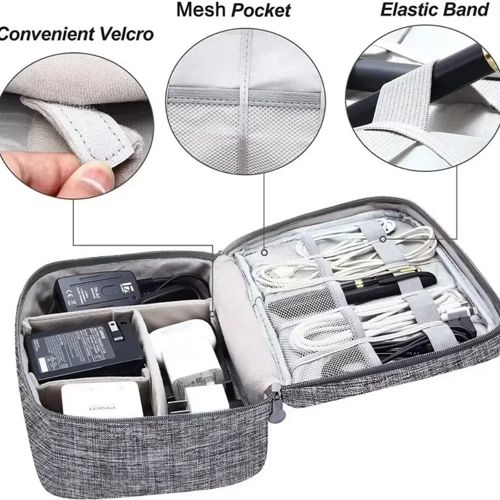Tech Accessories Case - 旅行用ポータブルデジタル収納バッグ USBガジェット防水ケーブルオーガナイザーポーチ 電子機器アクセサリーパック収納バッグ