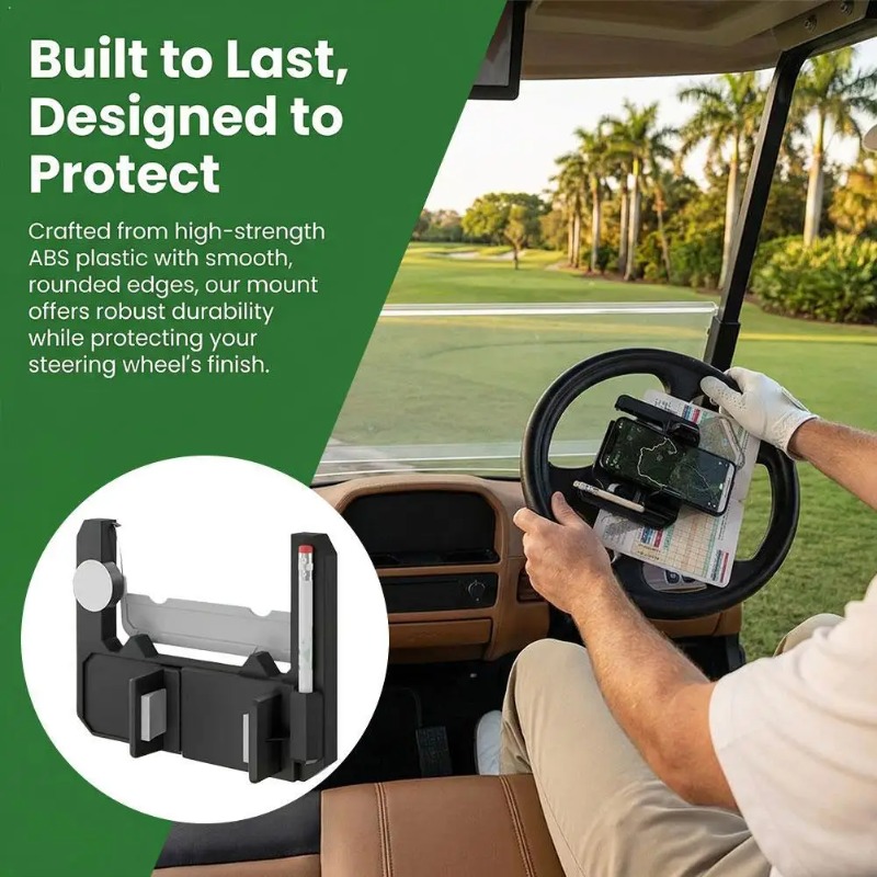 Mobile Tech Accessories - ゴルフカート用スマホホルダー、ステアリングホイールフリップアップ式携帯電話マウント、クラブカー、EZGO、ヤマハゴルフカート用スマートフォンアクセサリー