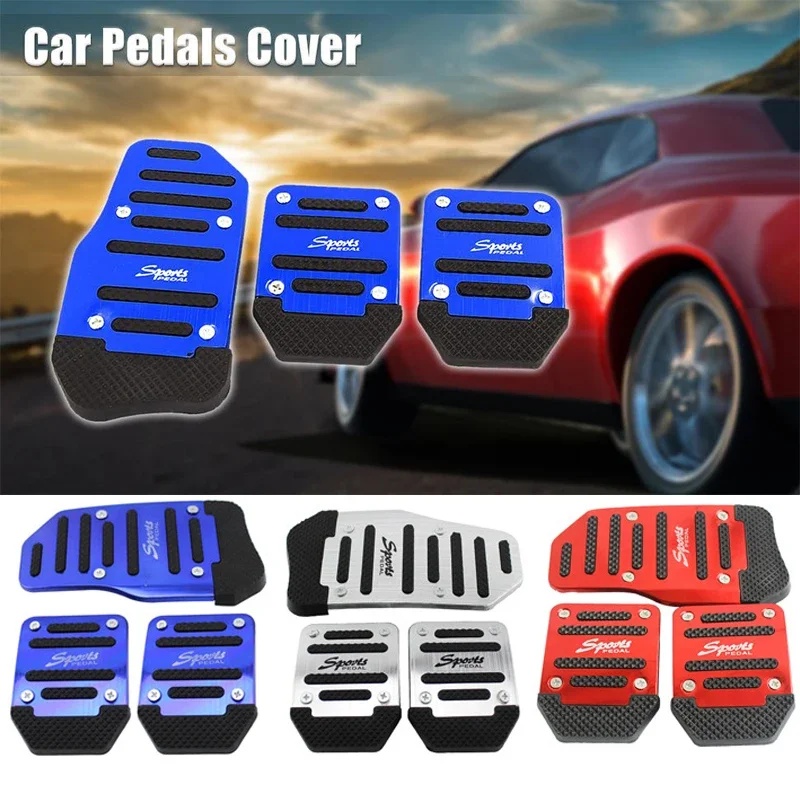 Tech Car Accessories - MT AT 車用ペダルパッド 滑り止めゴム アルミ合金 クランプ式ペダルカバー