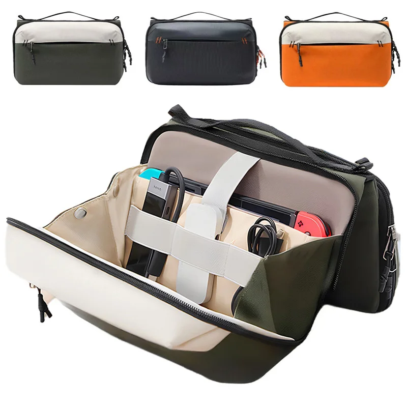 Tech Accessories Travel Organizer Pouch - デジタルオーガナイザーバッグ ケーブル収納ポーチ 電子機器アクセサリー 折りたたみケース 多機能コンパートメント ショルダーパック