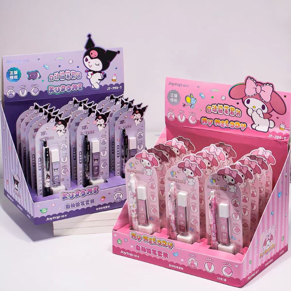 Kawaii Tech Accessories - 本物のサンリオメカニカルペンシルセット 可愛いクロミ メロディー 漫画文具 鉛筆 学校卸売賞品
