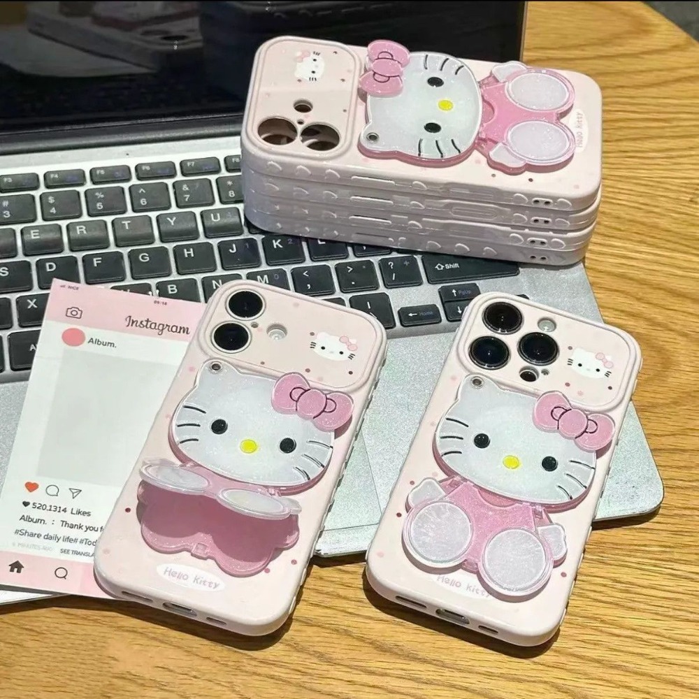Mobile Tech Accessories - クリエイティブなアニメ周辺機器風のiPhoneケースホルダー（iPhone 17、16、15、14、13、12、11 ProMax対応）、3Dのかわいい漫画キャラクターの猫デザイン、ソフトシェル、ギフトに最適