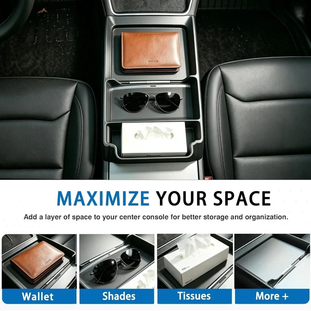 アンチスリップセンターコンソール収納トレイテスラジュニパーモ - Tech Car Accessories のレビューと価格