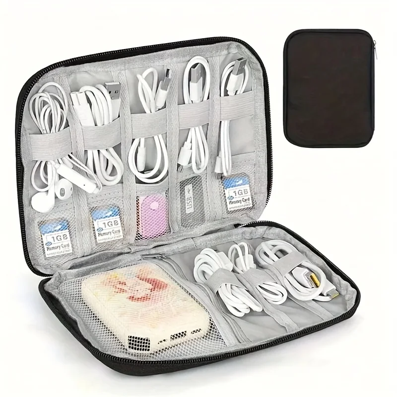 1パックポータブル電子機器アクセサリー収納バッグ、多ポケット - Tech Accessories Travel Organizer Pouch のレビューと価格