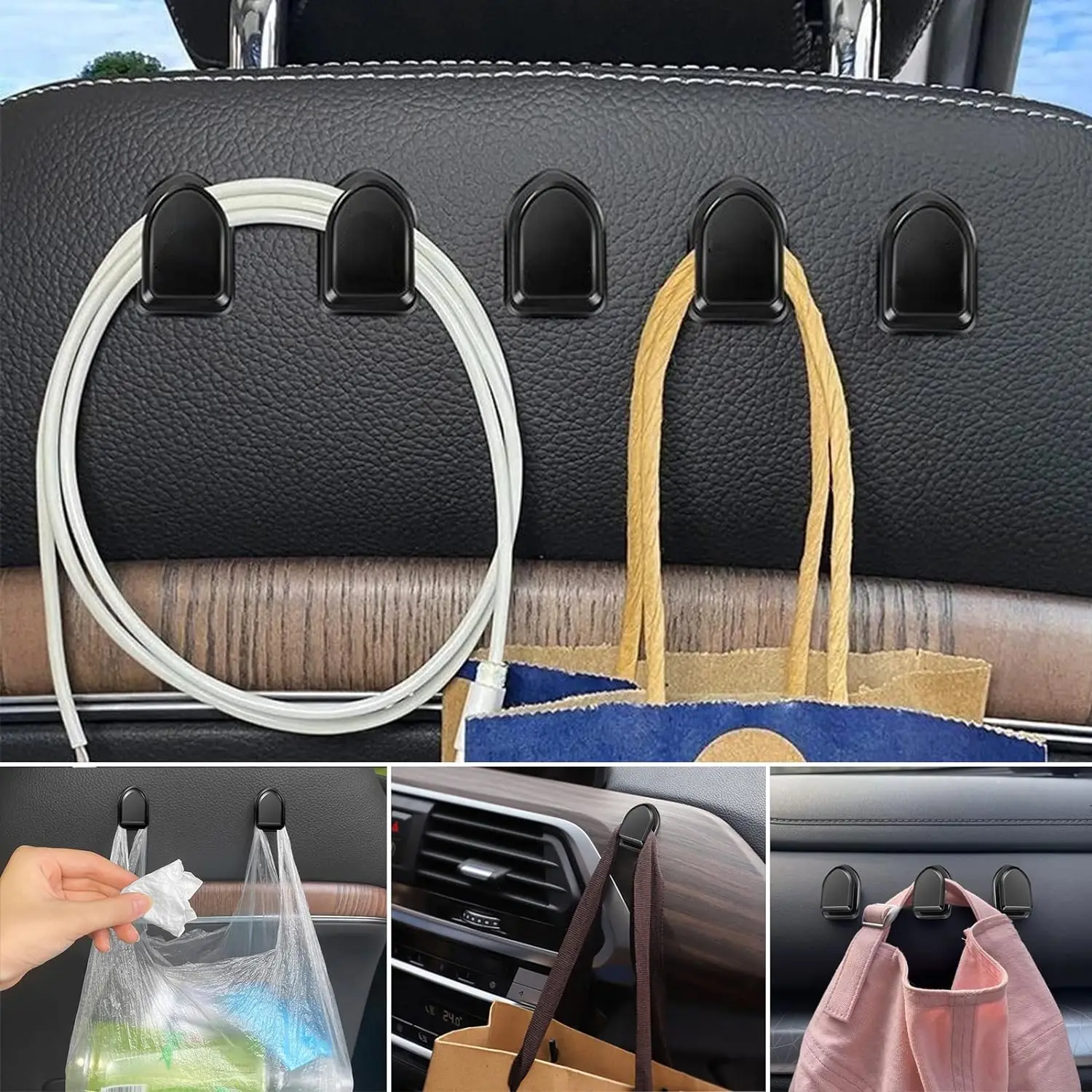 ミニカーフック 車内収納ホルダー USBケーブル ヘッドホン - Tech Car Accessories のレビューと価格